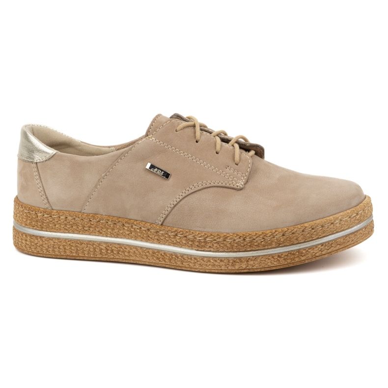 Olivier Zapatos de mujer de piel con suela gruesa 1134/2, beige 1