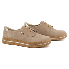 Olivier Zapatos de mujer de piel con suela gruesa 1134/2, beige 3
