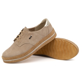 Olivier Zapatos de mujer de piel con suela gruesa 1134/2, beige 4