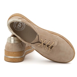 Olivier Zapatos de mujer de piel con suela gruesa 1134/2, beige 5