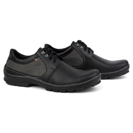 Olivier Zapatos casual con cordones para hombre en piel 307GT, negro 3