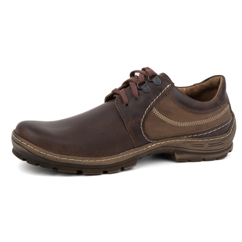 Olivier Zapatos casual hombre piel con cordones 307GT marrón 1
