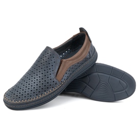 Olivier Mocasines calados de hombre para verano 590MP, azul marino 3