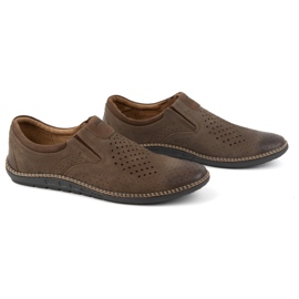 Joker Zapatos de hombre, mocasines de piel calada 937L, marrón 2