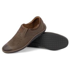 Joker Zapatos de hombre, mocasines de piel calada 937L, marrón 3