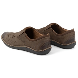 Joker Zapatos de hombre, mocasines de piel calada 937L, marrón 4