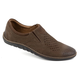 Joker Zapatos de hombre, mocasines de piel calada 937L, marrón 6