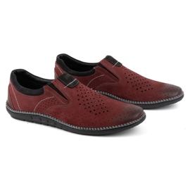 Joker Zapatos de hombre, mocasines de piel 937L, burdeos rojo 2