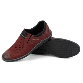 Joker Zapatos de hombre, mocasines de piel 937L, burdeos rojo 3