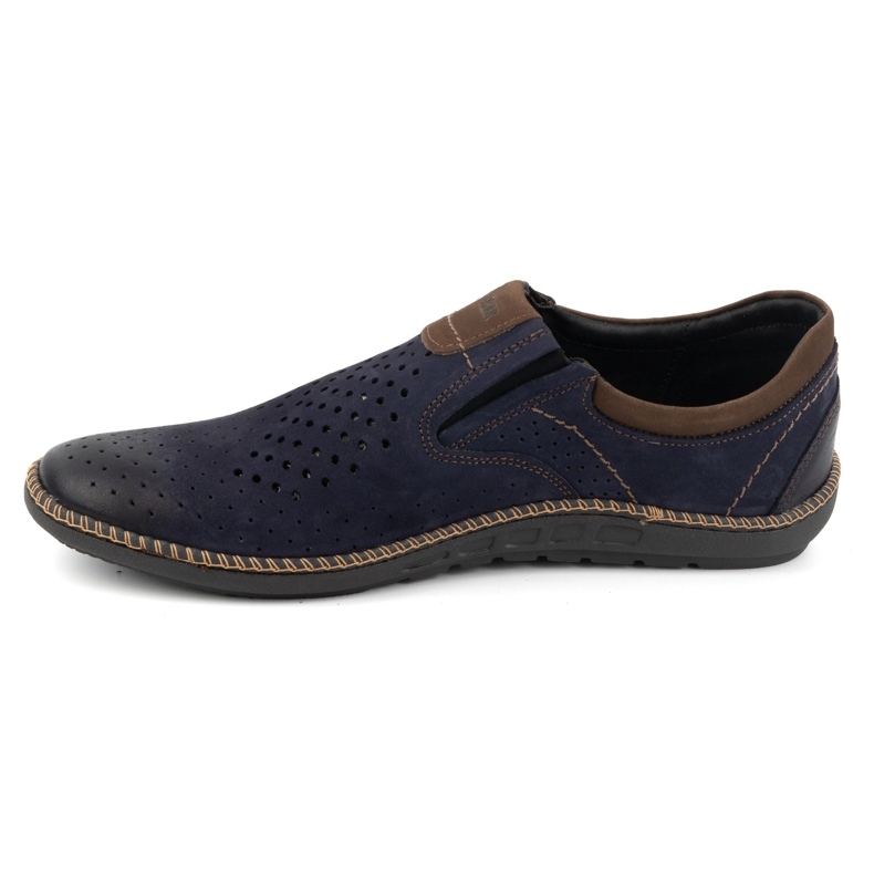 Joker Zapatos de hombre, mocasines de piel 937L, azul marino. 1