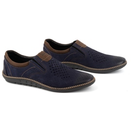 Joker Zapatos de hombre, mocasines de piel 937L, azul marino. 2
