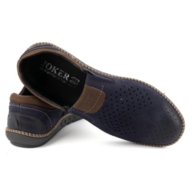 Joker Zapatos de hombre, mocasines de piel 937L, azul marino. 4