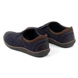Joker Zapatos de hombre, mocasines de piel 937L, azul marino. 5