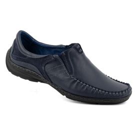 KOMODO Zapatos de hombre, mocasines de piel sin cordones 627K, azul marino 2