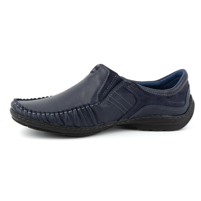 KOMODO Zapatos de hombre, mocasines de piel sin cordones 627K, azul marino 1