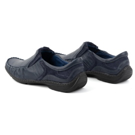 KOMODO Zapatos de hombre, mocasines de piel sin cordones 627K, azul marino 5