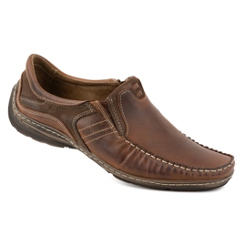 KOMODO Zapatos de hombre, mocasines de piel 627K, marrón 2