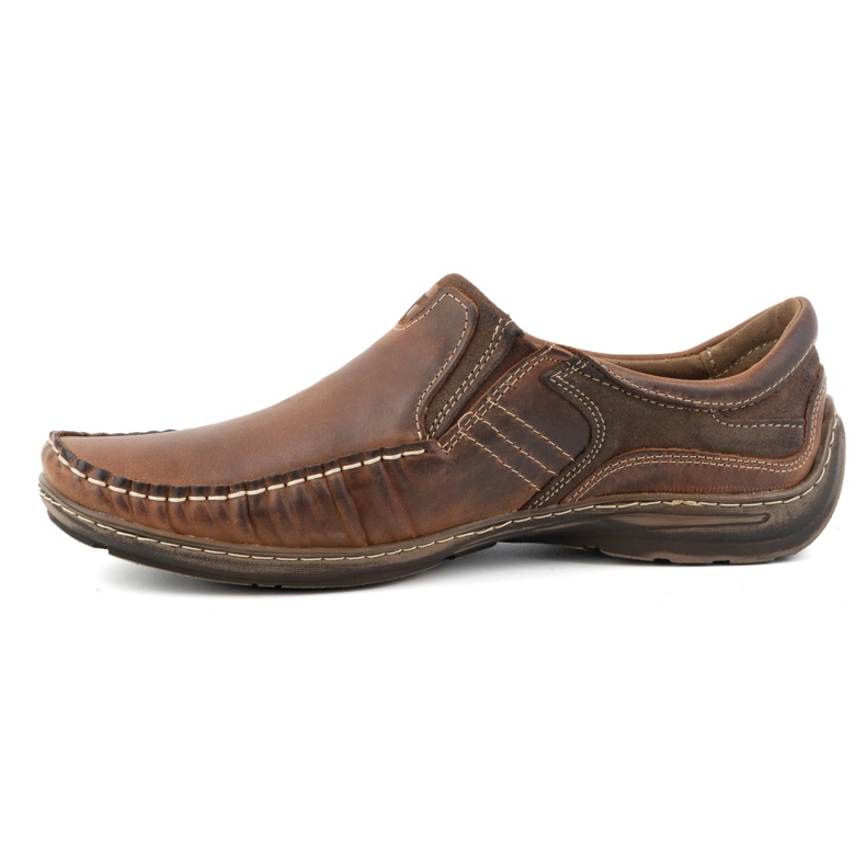 KOMODO Zapatos de hombre, mocasines de piel 627K, marrón 1