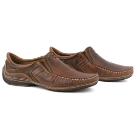 KOMODO Zapatos de hombre, mocasines de piel 627K, marrón 3