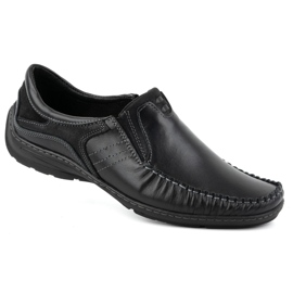 KOMODO Zapatos de hombre, mocasines de piel 627K, negro 1