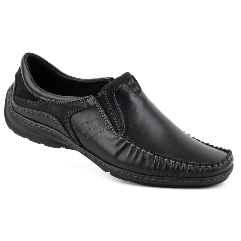 KOMODO Zapatos de hombre, mocasines de piel 627K, negro 1