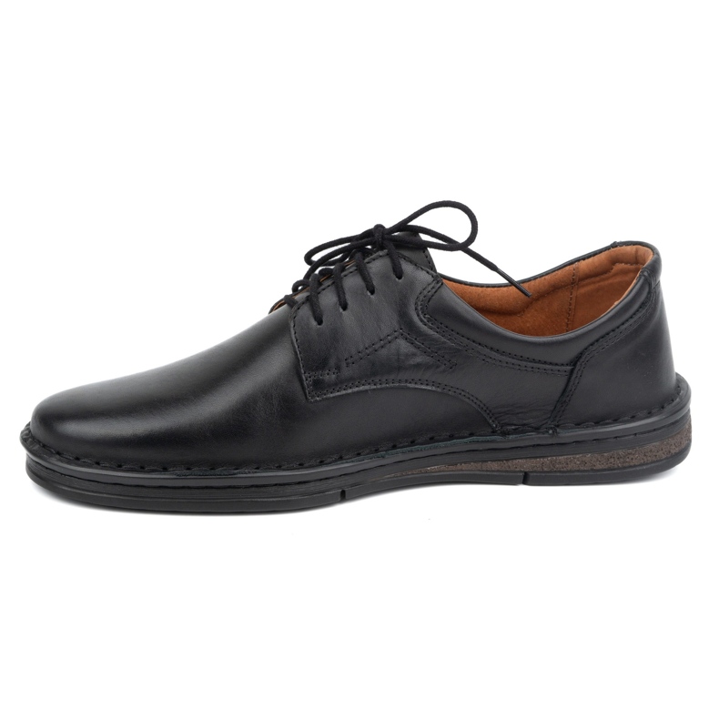 Olivier Zapatos informales clásicos de piel con cordones para hombre 925A, negro 1