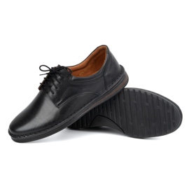 Olivier Zapatos informales clásicos de piel con cordones para hombre 925A, negro 3