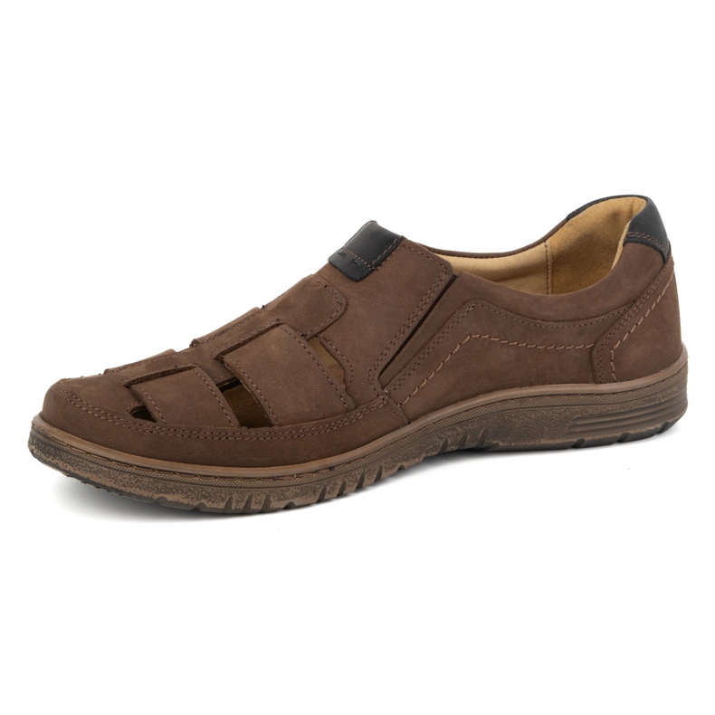 Kampol Zapatos casual hombre piel 86KAM nobuck marrón 1