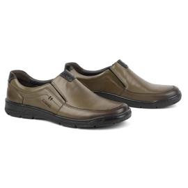 Kampol Zapatos casual slip-on hombre piel 58KAM oliva verde 2