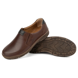 Kampol Zapatos informales sin cordones de piel para hombre 58KAM, marrón 3