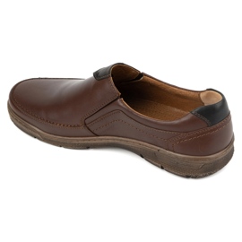 Kampol Zapatos informales sin cordones de piel para hombre 58KAM, marrón 6