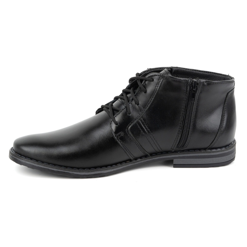 Olivier Botines de piel para hombre, bajos con cordones, 902KZ, negro 1