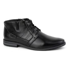 Olivier Botines de piel para hombre, bajos con cordones, 902KZ, negro 2