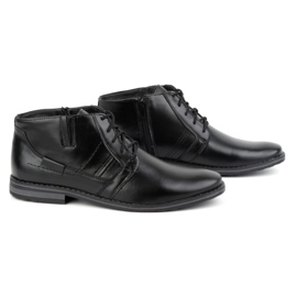 Olivier Botines de piel para hombre, bajos con cordones, 902KZ, negro 3