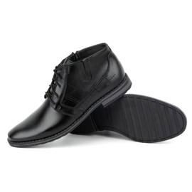 Olivier Botines de piel para hombre, bajos con cordones, 902KZ, negro 4