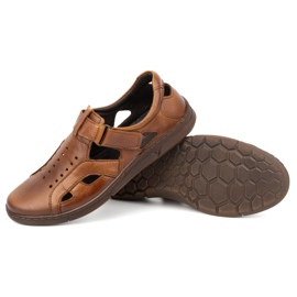 Olivier Zapatos de hombre de piel, ventilados y sin cordones con velcro, 312KZ, marrón 4