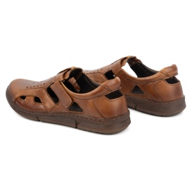 Olivier Zapatos de hombre de piel, ventilados y sin cordones con velcro, 312KZ, marrón 5