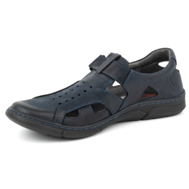 Olivier Zapatos de hombre de piel, ventilados y sin cordones con velcro 312KZ, azul marino 1