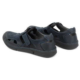 Olivier Zapatos de hombre de piel, ventilados y sin cordones con velcro 312KZ, azul marino 4