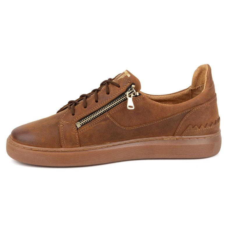 Zapatos casual de hombre fabricados en piel natural POLBUT 2125 marrón camel 1