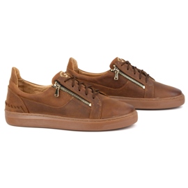 Zapatos casual de hombre fabricados en piel natural POLBUT 2125 marrón camel 3