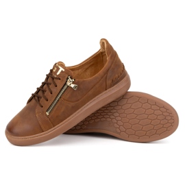 Zapatos casual de hombre fabricados en piel natural POLBUT 2125 marrón camel 4
