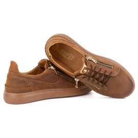 Zapatos casual de hombre fabricados en piel natural POLBUT 2125 marrón camel 6