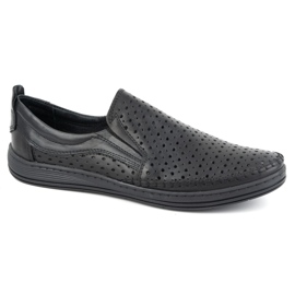 Olivier Mocasines calados de hombre para verano 590MP Negro 1