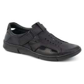 Olivier Zapatos de hombre de piel, ventilados y sin cordones con velcro 312KZ Negro 2