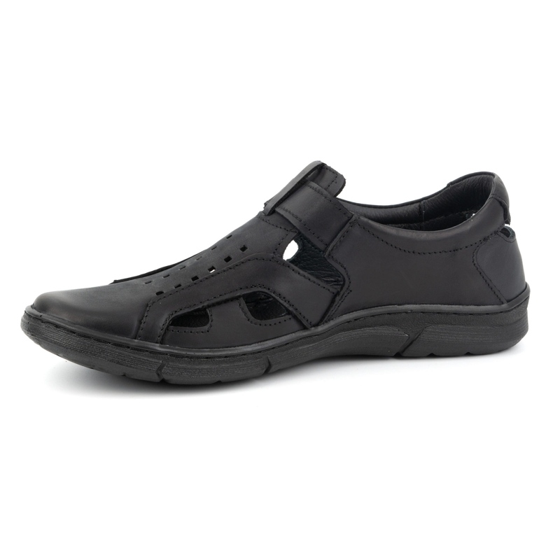 Olivier Zapatos de hombre de piel, ventilados y sin cordones con velcro 312KZ Negro 1