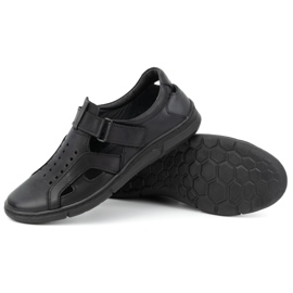 Olivier Zapatos de hombre de piel, ventilados y sin cordones con velcro 312KZ Negro 4