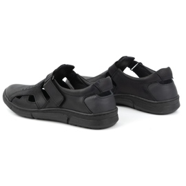 Olivier Zapatos de hombre de piel, ventilados y sin cordones con velcro 312KZ Negro 5