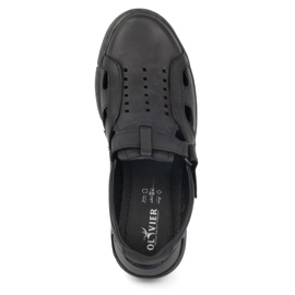 Olivier Zapatos de hombre de piel, ventilados y sin cordones con velcro 312KZ Negro 6