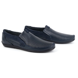 Olivier Mocasines hombre piel calada 0525, azul marino 2